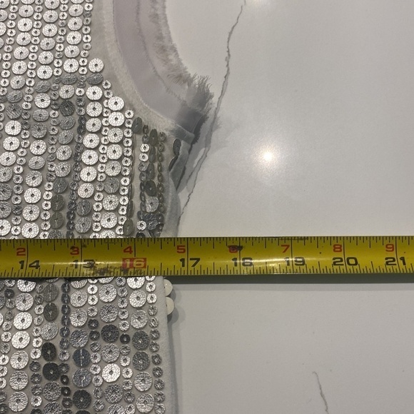 Spanner tank top silver sequence raw edges offwhite Women's Size Large Sty - Picture 6 of 7